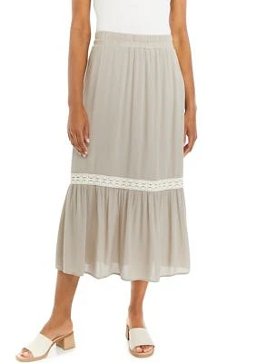 Women's Lace Inset Midi Skirt