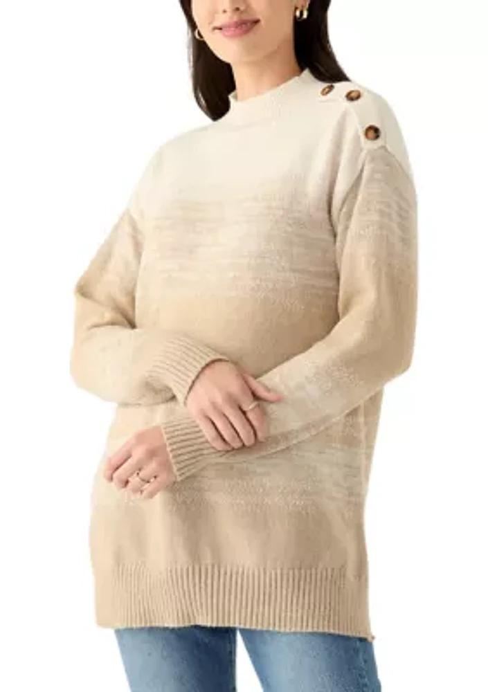 Women's Long Sleeve Ombré Button Shoulder Sweater