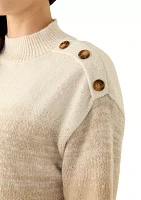 Women's Long Sleeve Ombré Button Shoulder Sweater