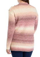 Women's Long Sleeve Ombré Button Shoulder Sweater