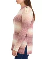 Women's Long Sleeve Ombré Button Shoulder Sweater