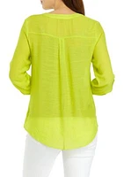 Women's 3/4 Sleeve Button Front Blouse