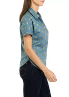 Women's Short Sleeve Button Front Shirt