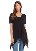 Short Sleeve Fringe Top