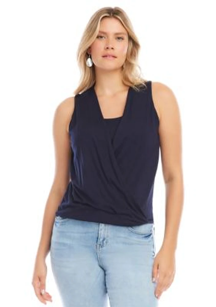 Women's Layered Drape Front Top