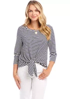 Women's 3/4 Sleeve Tie Front Top