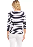 Women's 3/4 Sleeve Tie Front Top