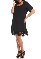 Plus V-Neck Fringe Dress