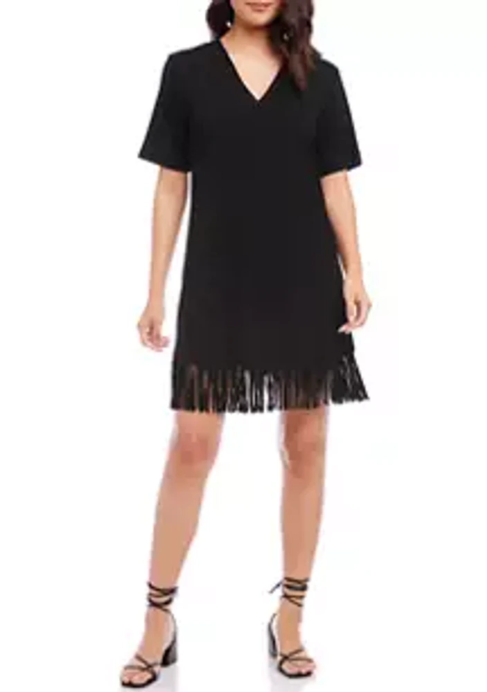 Karen Kane Women's V-Neck Fringe Dress