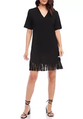 Karen Kane Women's V-Neck Fringe Dress