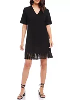 Karen Kane Women's V-Neck Fringe Dress