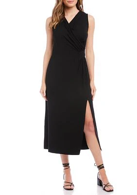 Women's Faux Wrap Midi Dress