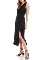 Women's Faux Wrap Midi Dress