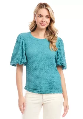 Women's Puff Sleeve Textured Top