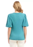 Women's Puff Sleeve Textured Top