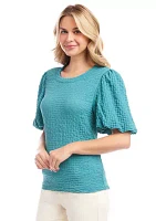 Women's Puff Sleeve Textured Top