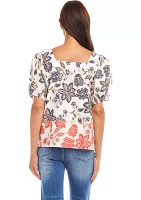 Women's Puff Sleeve Square Neck Top