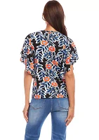 Women's Flutter Sleeve V-Neck Top