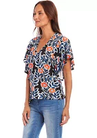 Women's Flutter Sleeve V-Neck Top