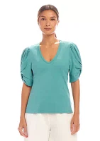 Women's Ribbed Twist Sleeve Top