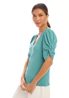 Women's Ribbed Twist Sleeve Top