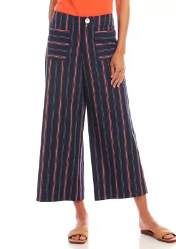 Stripe Cropped Wide Leg Pants