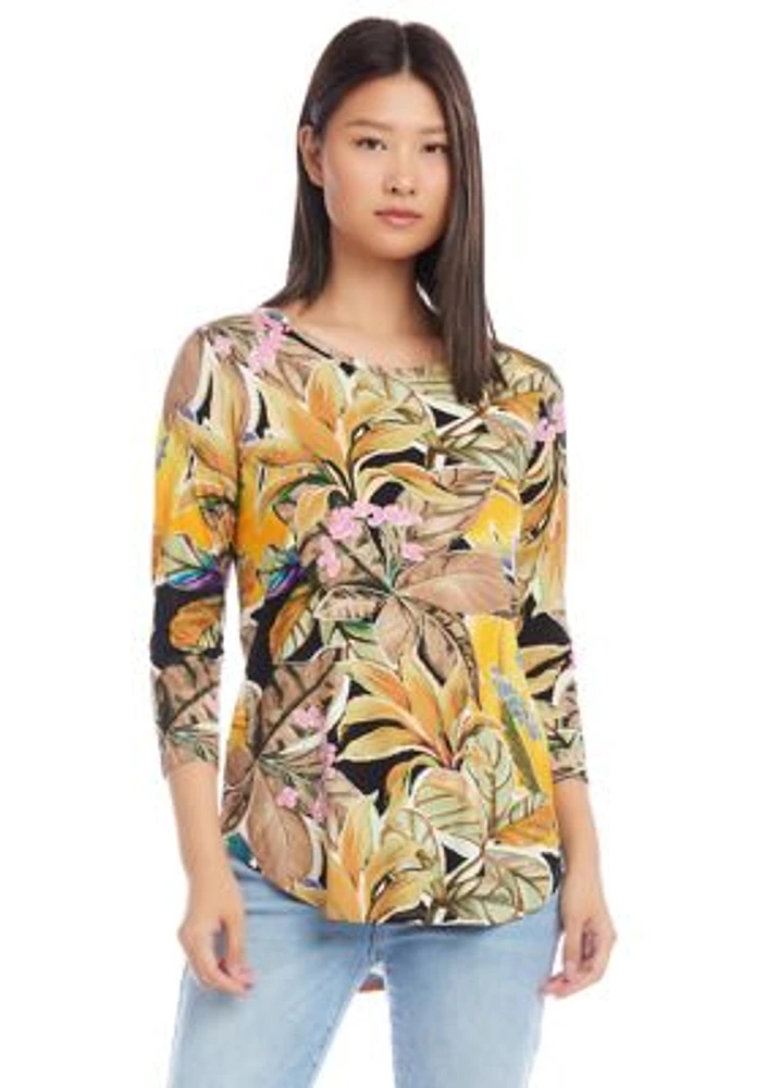 Women's 3/4 Sleeve Shirttail Top