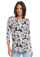 Women's 3/4 Sleeve Shirttail Top