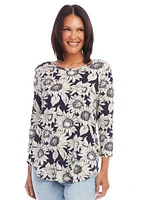 Women's 3/4 Sleeve Shirttail Top