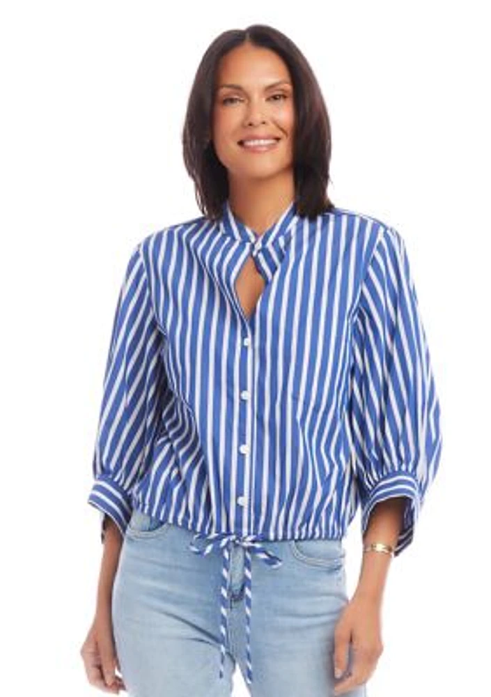 Women's Stripe Tie Waist Top