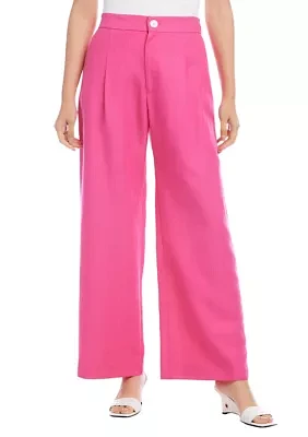 Petite High Waist Pleated Pants