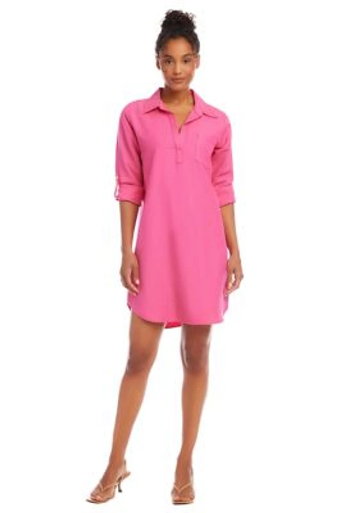 Women's Roll Tab Sleeve Shirtdress