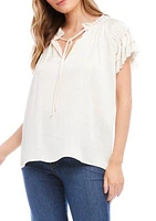 Women's Flutter Sleeve Ruffle Top