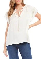 Women's Flutter Sleeve Ruffle Top