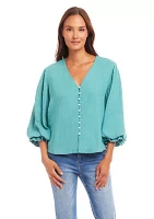 Women's Layered Sleeve Shirred Blouse