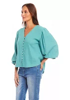 Women's Layered Sleeve Shirred Blouse