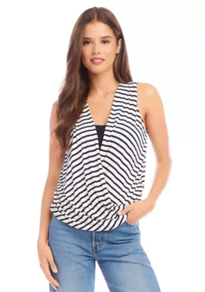 Petite Layered Drape Front Top