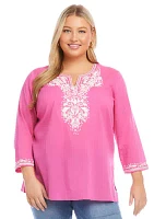 Plus Embroidered Tunic Top