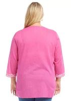 Plus Embroidered Tunic Top