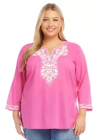 Plus Embroidered Tunic Top