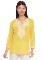 Petite Embroidered Tunic Top