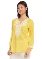 Petite Embroidered Tunic Top