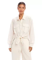 Women's Long Sleeve Tie-Front Top