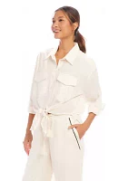 Women's Long Sleeve Tie-Front Top