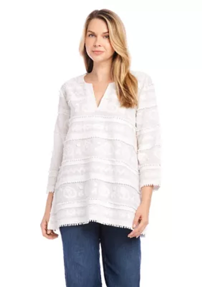 Petite Embroidered Tunic Top