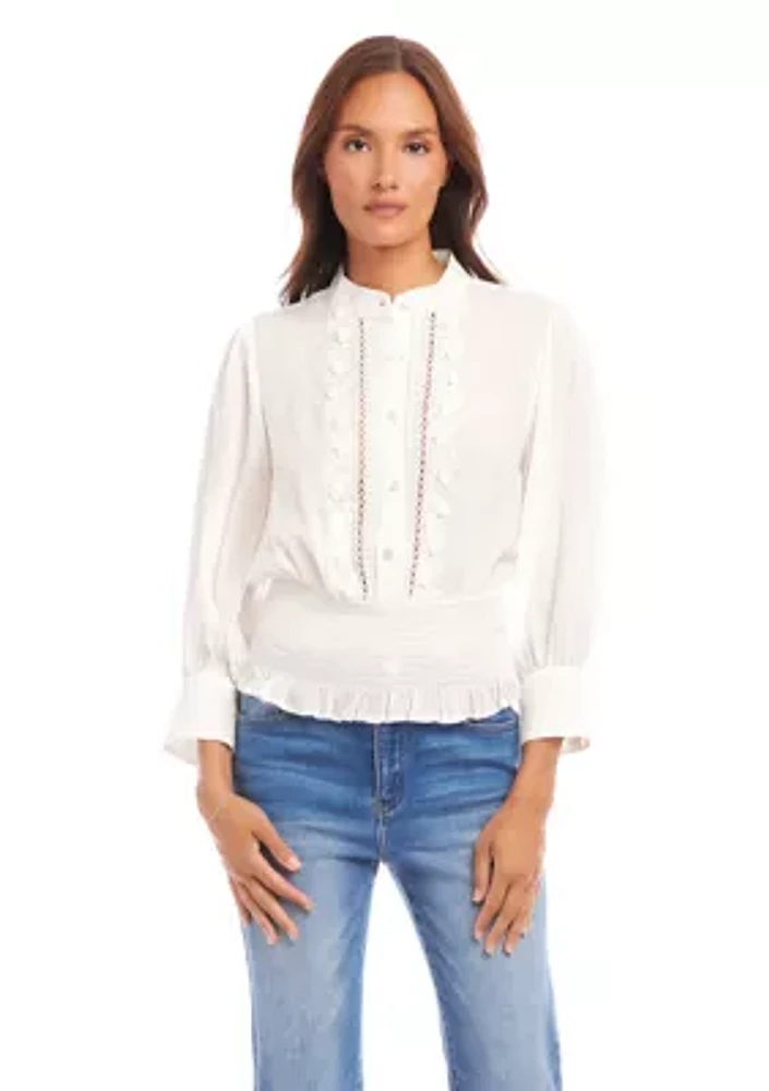 Women's Embroidered Smock Waist Blouse