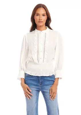 Women's Embroidered Smock Waist Blouse