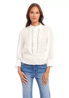 Women's Embroidered Smock Waist Blouse
