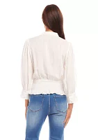 Women's Embroidered Smock Waist Blouse