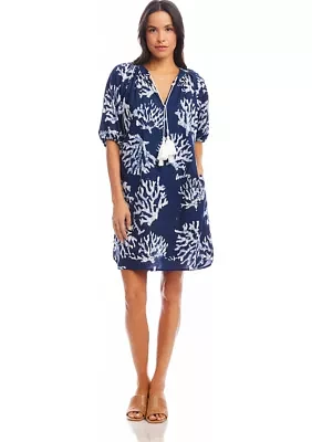Women's Puff Sleeve Tassel Dress